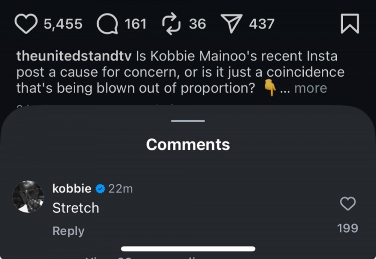 社媒分享《爆裂鼓手》暗示得不到主帥認可？梅努回應網(wǎng)友：想多了