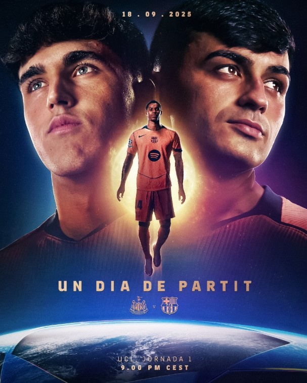 巴薩發(fā)布客戰紐卡海報：拉什福德重返英格蘭，佩德里、庫巴西出鏡