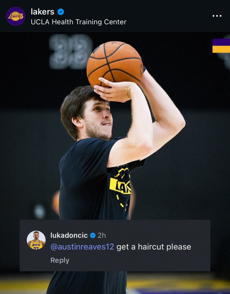 頭發(fā)太長(cháng)？湖人官方曬里夫斯訓練照 東契奇評論：請你理個(gè)發(fā)吧