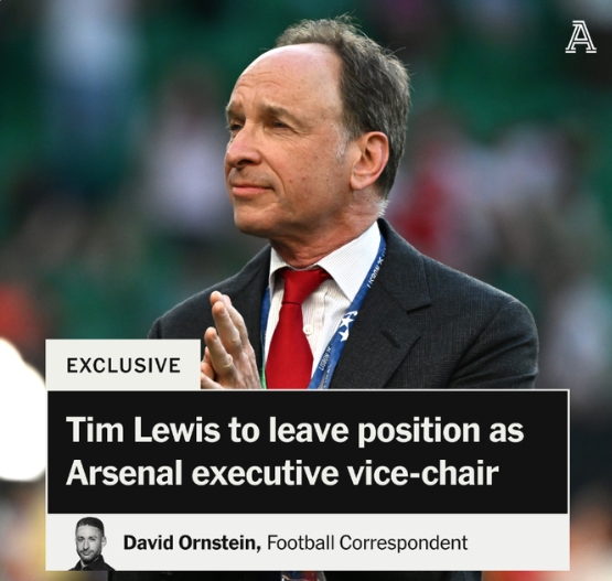 TA：阿森納執行副主席將離任，標志著(zhù)俱樂(lè )部董事會(huì )迎來(lái)重大改組