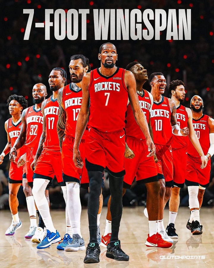 這防守恐怖如斯！火箭下賽季有9人臂展超過(guò)7尺 杜蘭特最長(cháng)7尺5！