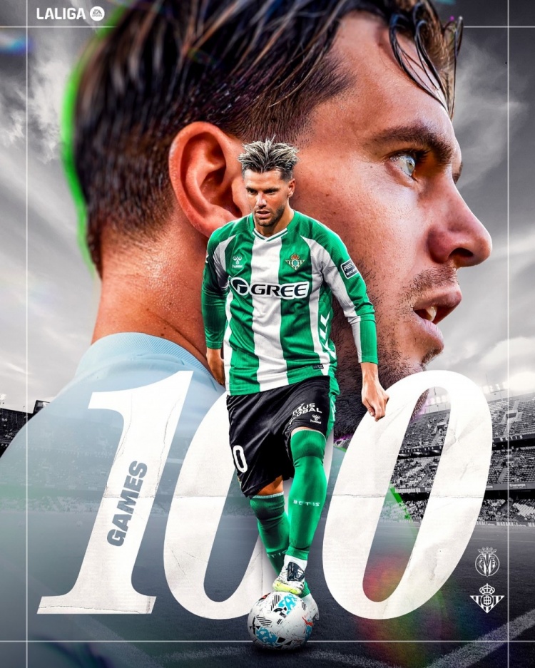 西甲曬海報祝賀洛塞爾索達成百場(chǎng)里程碑，打進(jìn)21球助攻14次