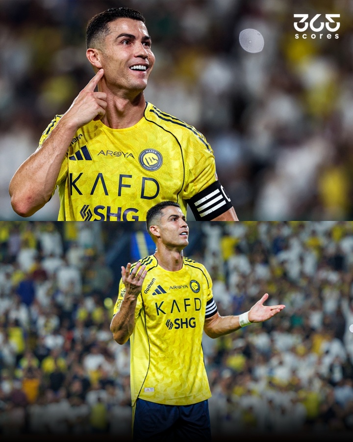 本場(chǎng)雙響！球迷高喊梅西名字，C羅進(jìn)球后手指耳朵搖頭回應+攤手