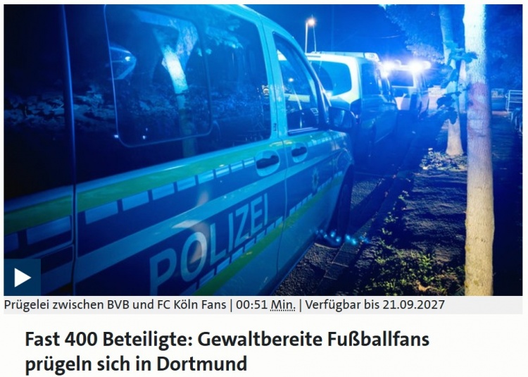 400人打群架！沙爾克球迷拉?；疖?chē)，與多特和科隆球迷在林間斗毆