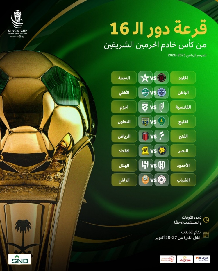 沙王冠杯16強對陣：利雅得勝利和吉達聯(lián)合提前上演強強對話(huà)