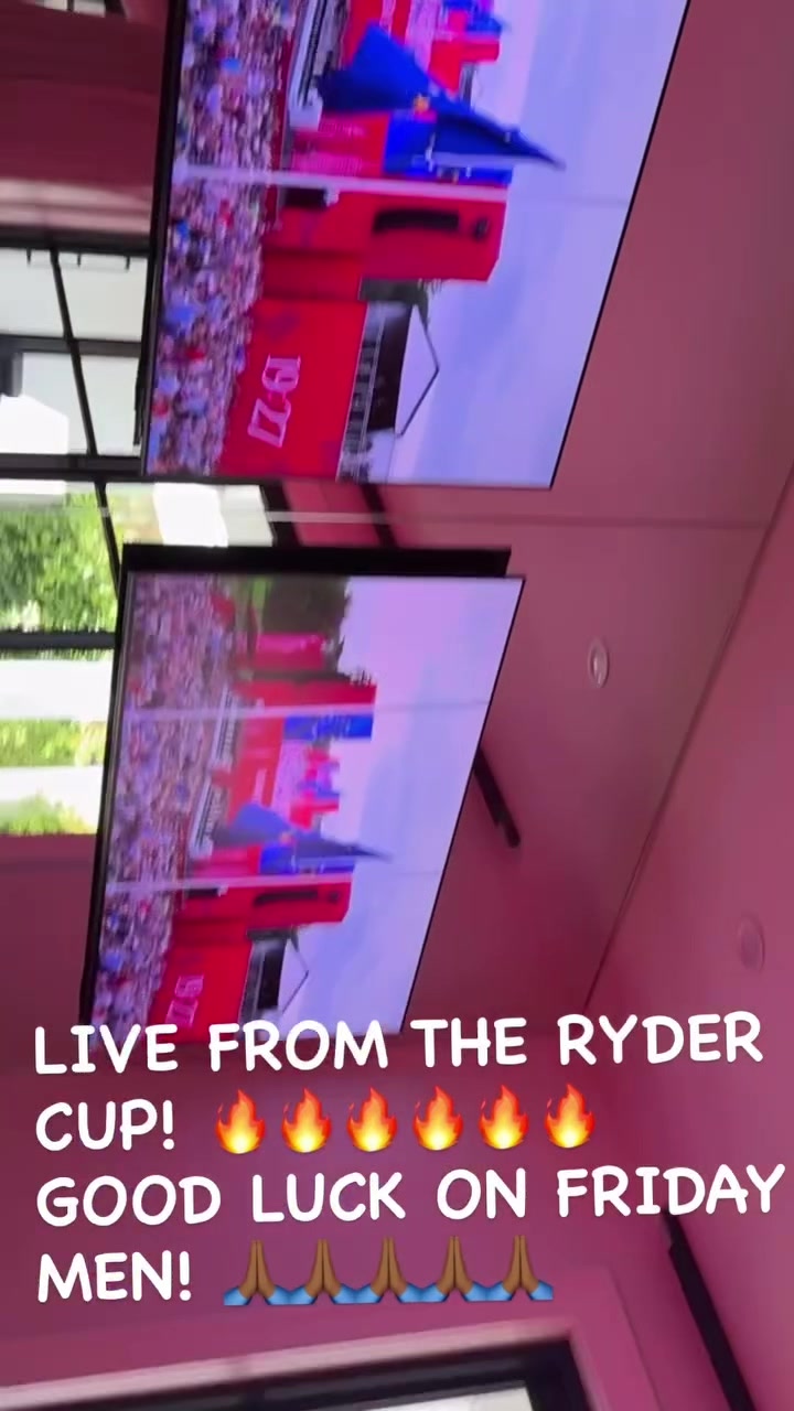 心系高爾夫！詹姆斯曬在健身房?jì)扔^(guān)看萊德杯直播畫(huà)面：美國隊加油