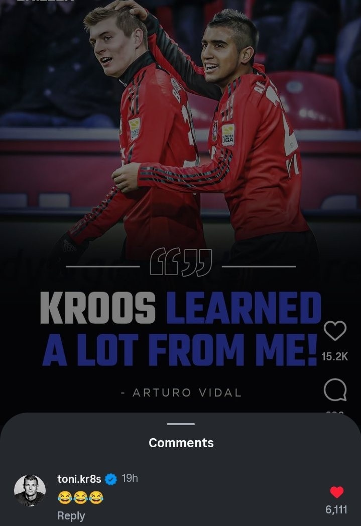 比達爾自曝曾教青年時(shí)的克羅斯踢球，后者本人回應：??????