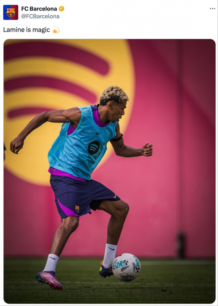 復出在即！巴薩社媒曬亞馬爾訓練照：拉明就是魔法般的存在??