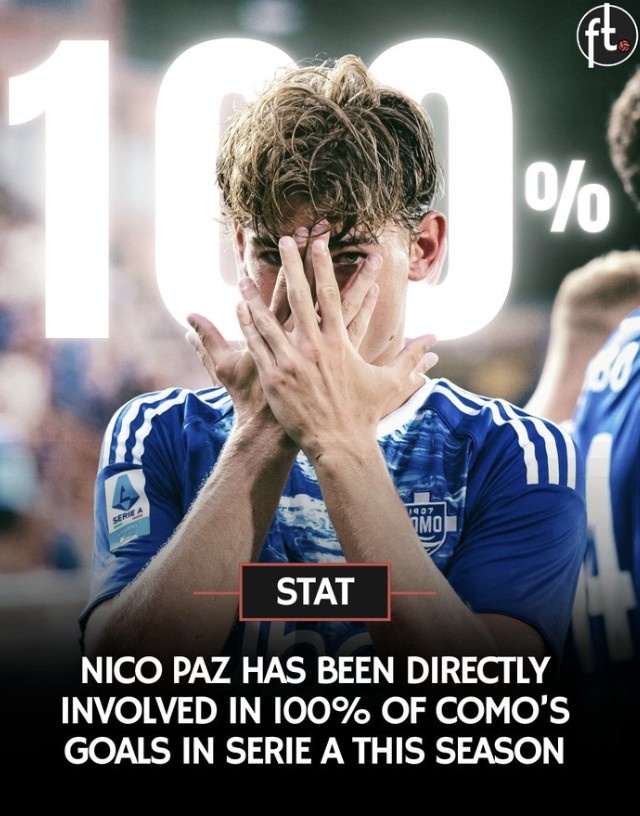 ??5輪3球3助攻！尼科-帕斯參與了科莫本賽季意甲的全部進(jìn)球