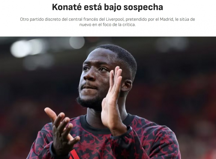 阿斯關(guān)注科納特：皇馬目標中衛表現糟糕，看起來(lái)心不在焉笨手笨腳