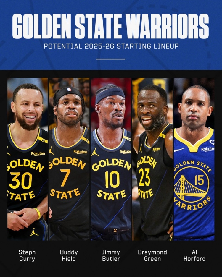 老年組！勇士新季潛在首發(fā)：庫里、希爾德、巴特勒、追夢(mèng)、霍福德