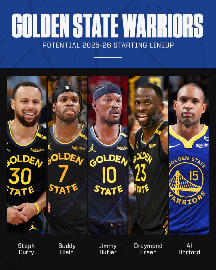 終于湊夠了！ESPN預測勇士首發(fā)：庫里 追夢(mèng) 巴特勒 希爾德 霍福德