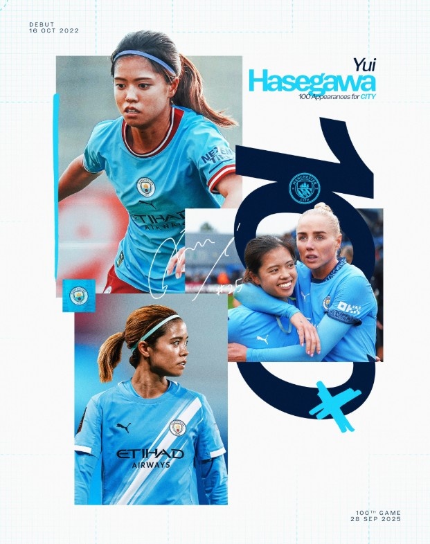 長(cháng)谷川唯完成曼城女足百場(chǎng)里程碑，上賽季當選曼城最佳女足球員