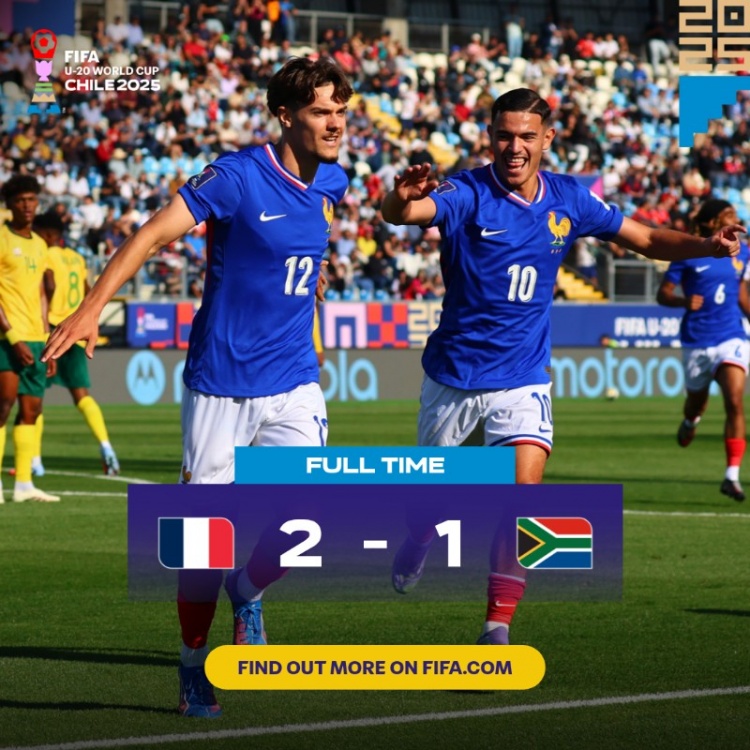 世青賽：法國U20以2-1勝南非U20取開(kāi)門(mén)紅，貝爾蒙特、米沙爾破門(mén)