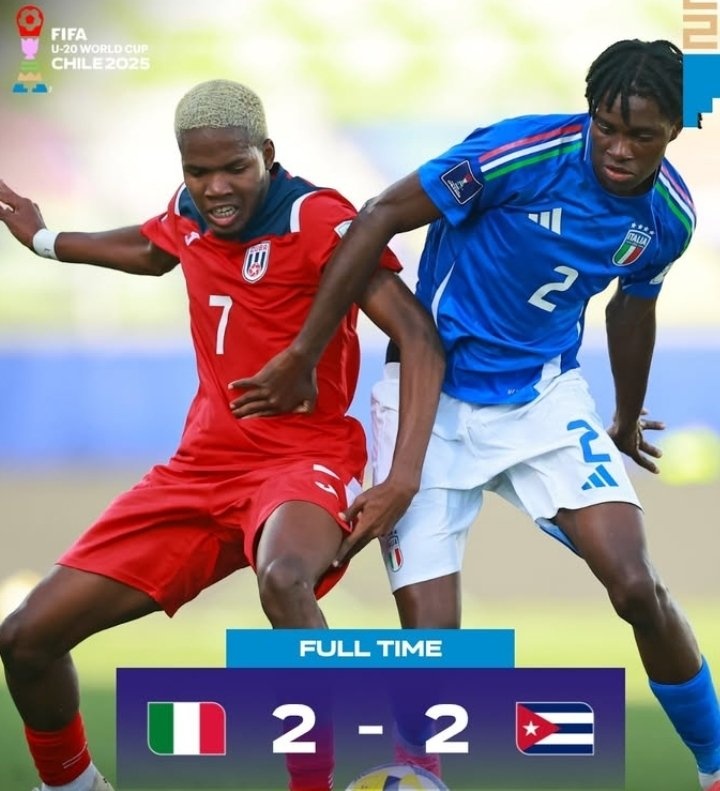 世青賽十人意大利2-2戰平古巴，前兩輪1勝1平積4分