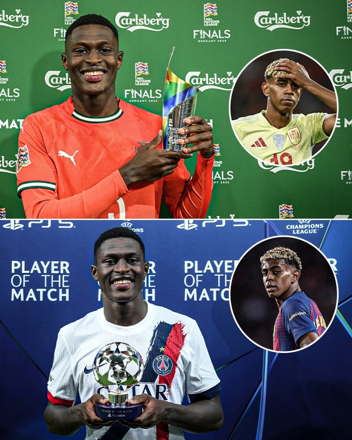 世一左？門(mén)德斯歐國聯(lián)歐冠對位亞馬爾，先后拿下全場(chǎng)最佳球員