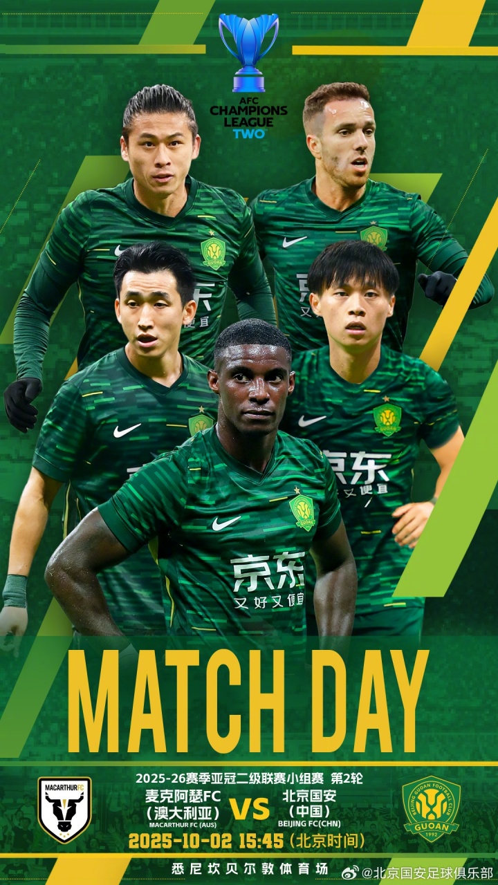 亞冠2-國安vs麥克阿瑟首發(fā)：張玉寧先發(fā)雙外援出戰，國安半隊輪換